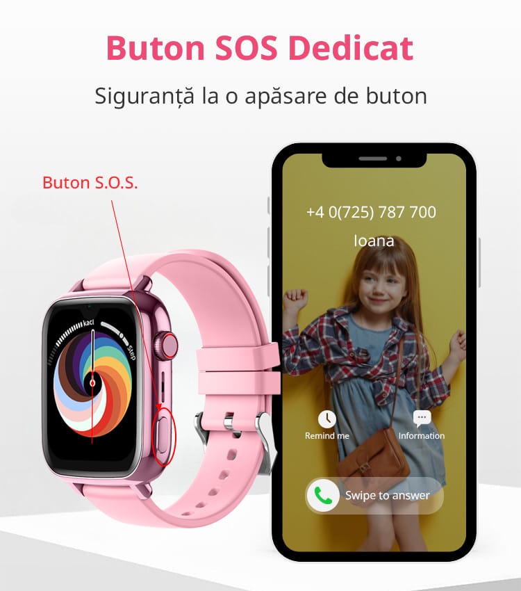 Junior-Gadget-Safe-Watch-PRO-Slim-roz-pentru-fete-buton-SOS